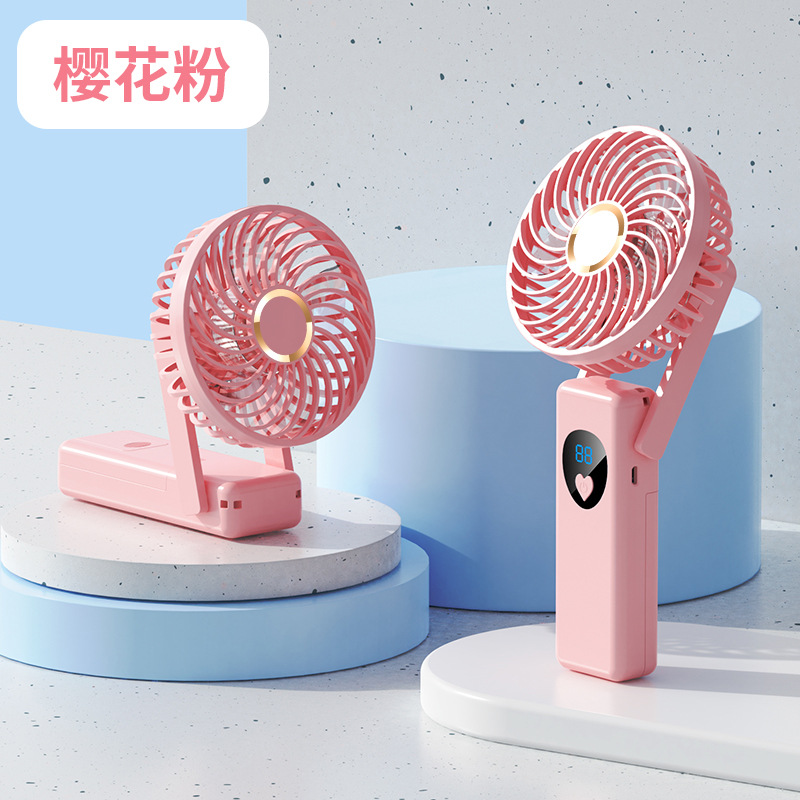 Ventilador de mano modelo de carga de ventilador pequeño usb con pantalla digital Mini ventilador de mano certificado KC/PSE 5 archivos al por mayor