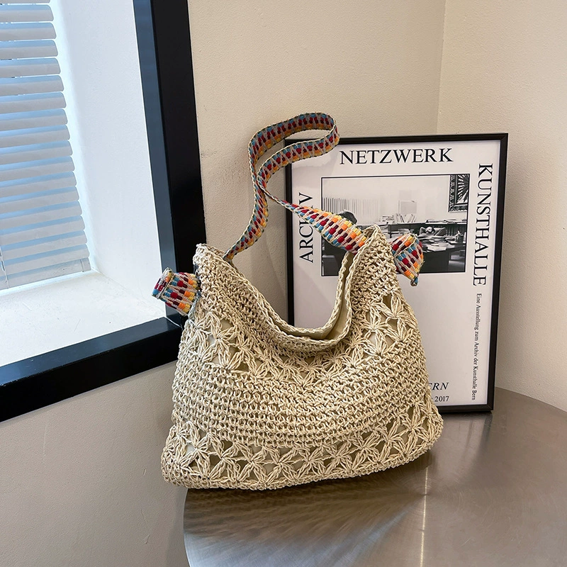 Модная плетеная сумка с лентами для женщин 2025, новый высококлассный нишевый дизайн, сумка через плечо с вырезом, сумка-тоут.