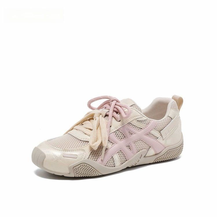 Zapatos de entrenamiento transpirables de malla 2026 nuevos zapatos de verano con lazos de color, zapatos deportivos casuales ligeros y gruesos