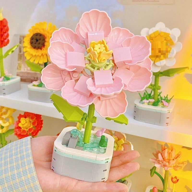 Конструктор, игрушка, букет, цветочный, детское ручное DIY