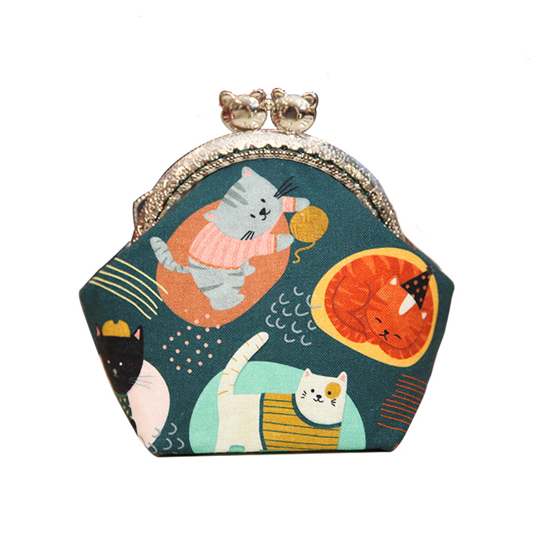 Bolsa de material de bordado bricolaje hecho a mano 8,5 boca Bolsa de Oro patchwork bolsa antigua bolsa transfronteriza inglés gato bolsa de almacenamiento