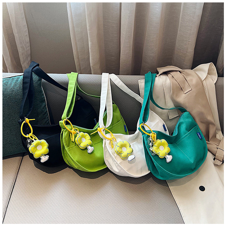 트렌디 캔버스 가방 여성용 2023 여름 새로운 대용량 심플 패션 캐주얼 숄더 크로스백 토트백 여성 가방