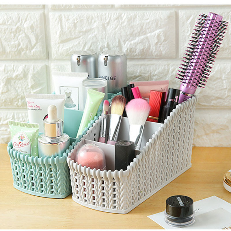 Cosmetic Desktop Storage Basket Storage Box Plastic Household Miscellaneous Organizer Compartment Storage Basket