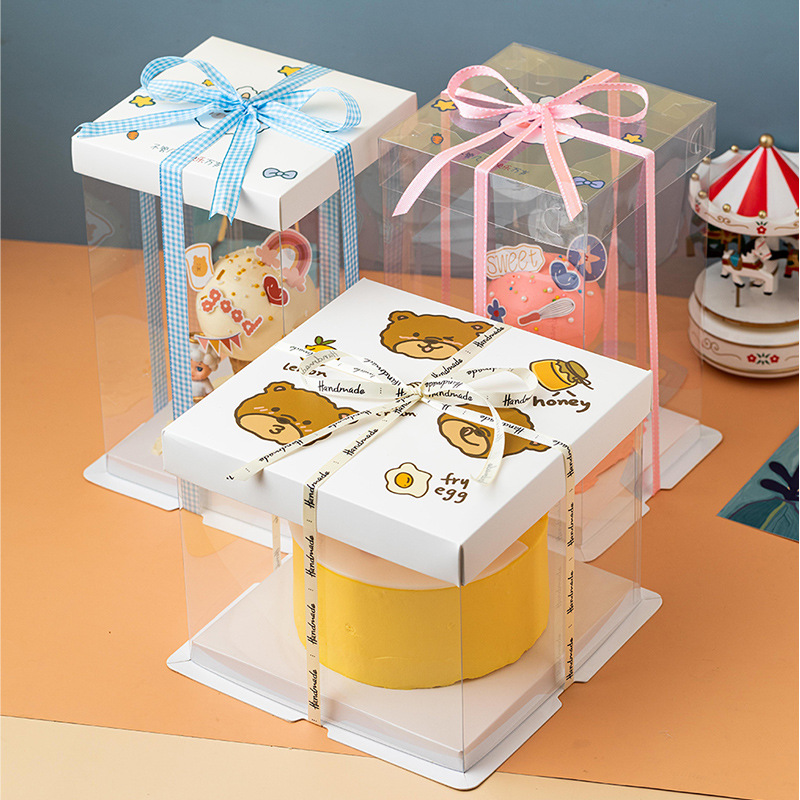 全透明生日蛋糕盒子 4寸6寸8寸10寸12寸四寸八寸双层加高包装之满