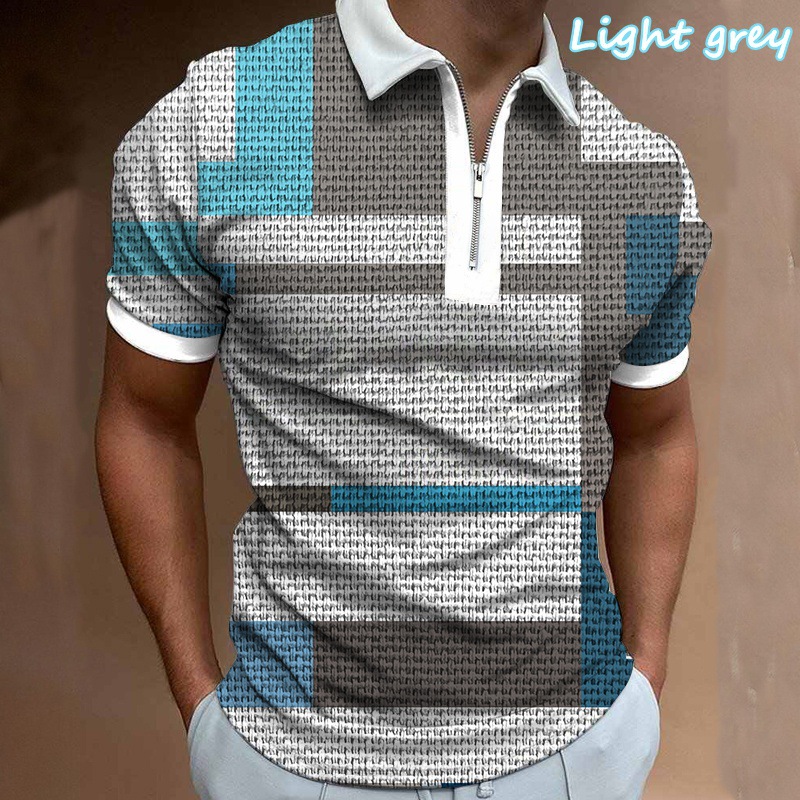 Comercio exterior europeo y americano primavera nueva moda casual popular impresión polo camiseta con cremallera hombres envío gratis