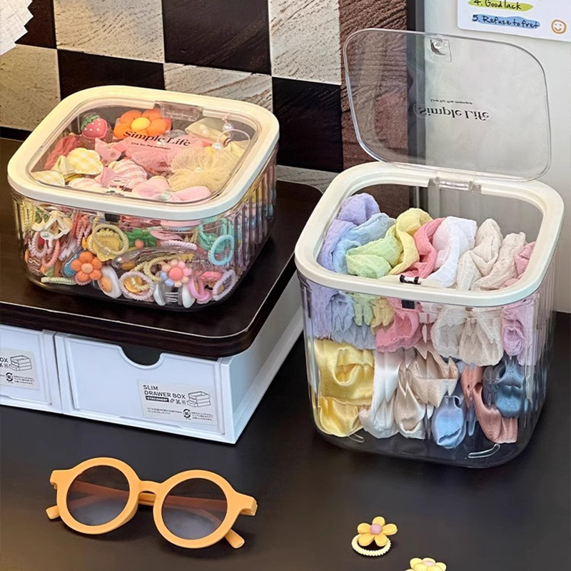 TM髪飾りヘアクリップ収納ケースゴムネックレス頭飾り透明ジュエリーケース多目的収納デスクトップゴミ箱|undefined
