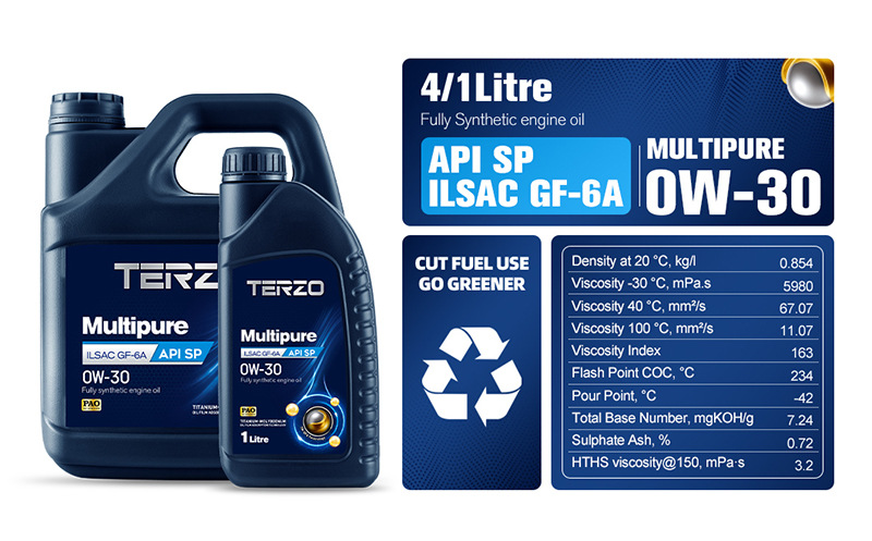 Terzo Multi-Pure 5W-30 Fully Synthetic Engine Oil Sp Grade C3 High-Efficiency Energy-Saving Gasoline Engine Oil Engine Lubricant 4L