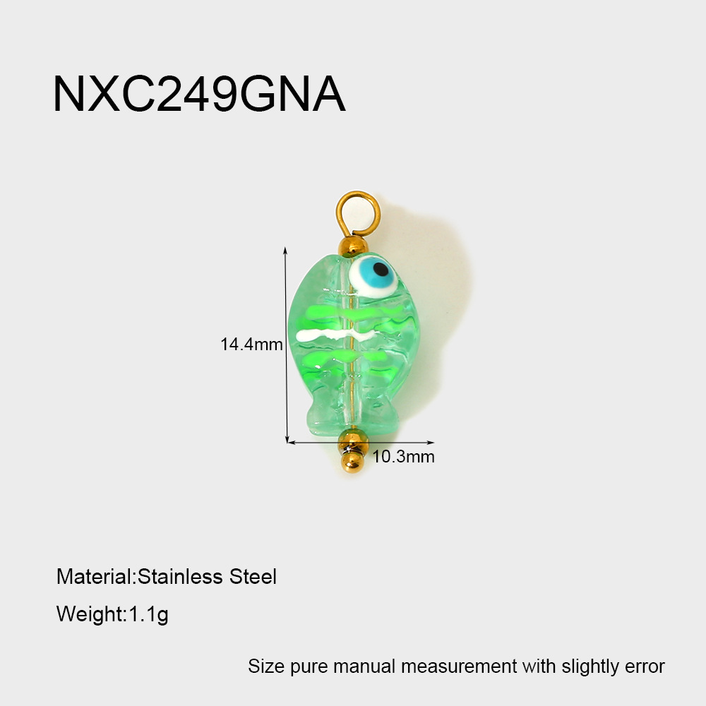 2g Weight PVD Coated Gold Plating Process Pendant Jewelry Making Type 22*20MM Jewelry Making Size 1 Piece Quantity 304 Stainless Steel, Glass Material Color Block, Heart Shape, Fish Pattern Cute, Sweet Style Irregular Craft 1 Piece 22*20MM 304 Stainless Steel Glass Color Block Heart Shape Fish Polished Pendant DIY Ornament Accessories 13