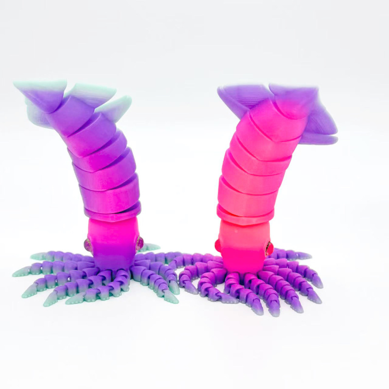 热销3d打印创意夜光哑光乌贼可活动关节潮玩模型摆件解压小玩具|undefined