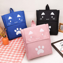 双肩布袋呆萌立体猫咪大容量书包软妹子粉嫩可爱卡通双肩包背包女