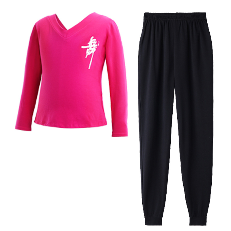 Ropa de baile para niños, ropa de práctica de verano, ropa de baile con cuello en V de manga corta para niñas, pantalones de zanahoria, ropa de gimnasia suelta