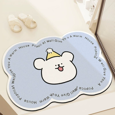 Avtomobil döşəmə paspasları — Mat Bathroom Toilet Door Non-Slip - puppy-is-busy-4060cm-diatom-mud-second-generation