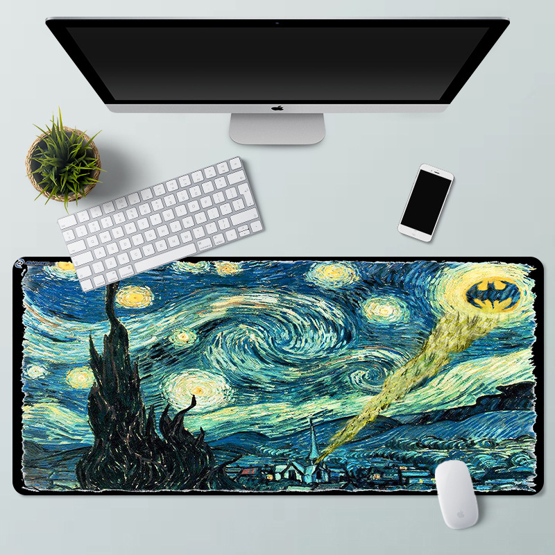 Alfombrilla de ratón paisaje pintura al óleo Van Gogh arte estera de escritorio de la computadora de gran tamaño estera de escritorio de bloqueo de precisión estera antideslizante