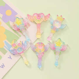 冰透细闪皇冠星星魔法棒 diy奶油胶发夹手机壳鞋扣树脂饰品配件