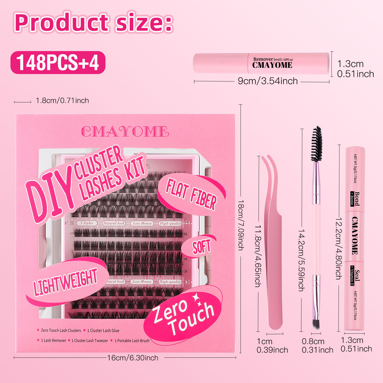 Cezhraničná nová sada 148 zhlukov zmiešaných C krivých umelých mihalníc, sada púdrových rias pre domácich majstrov, husté segmentované mihalnice s jedným zhlukom_voghion.com