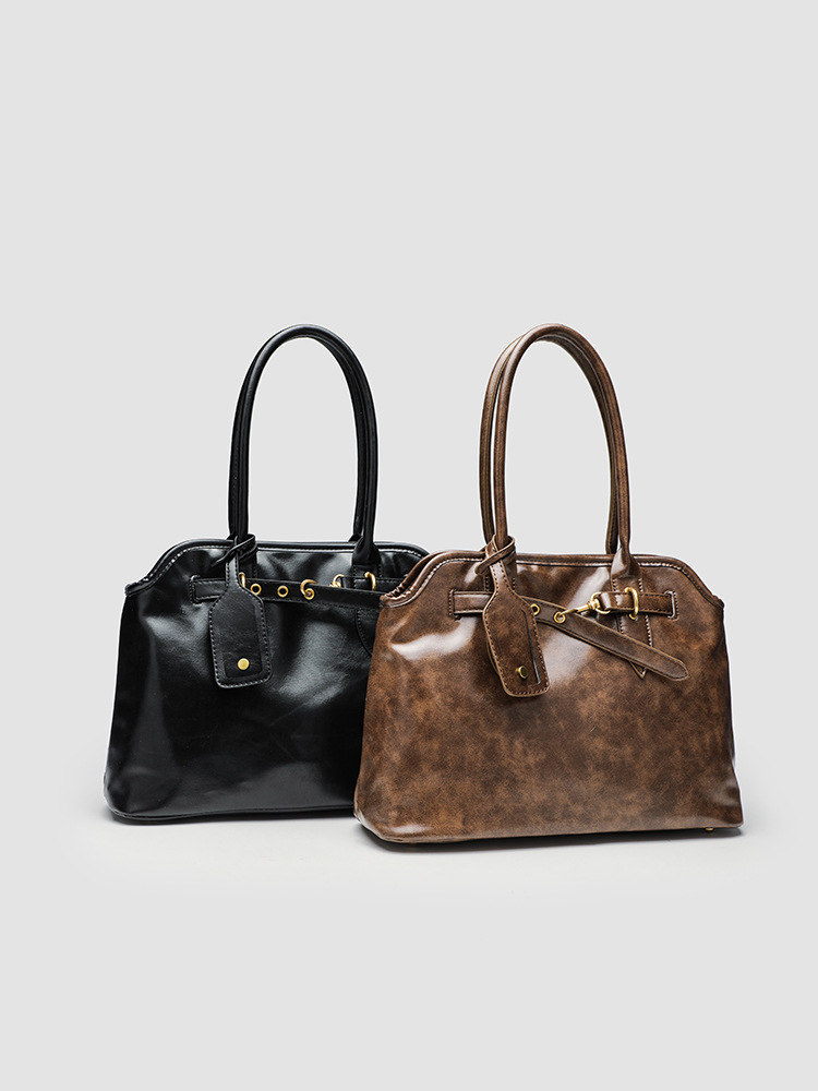 Bolso maletín retro perezoso para mujer, textura de gran capacidad, diseño de nicho simple y versátil, bolso portátil de un solo hombro