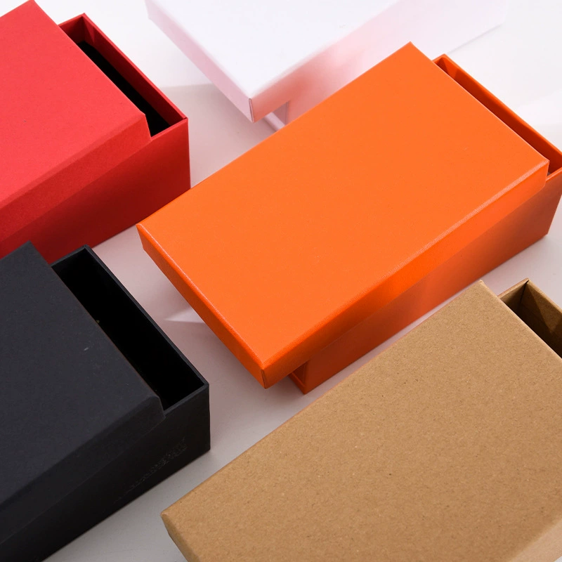 Gift Box, Premium Rigid Cardboard, White/Orange/Red, Multiple Sizes 9–33 cm