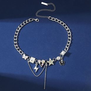 Sweet Cool Spice Girl Dream Butterfly Love Flower Lightning Stitching Tassel Necklace Women's Design Sense Personality All-match Fashion