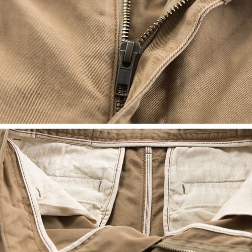 Workwear Trousers for Welding and Construction Sites: Durable, Relaxed Straight Leg, Men's Tailored Wide-Relaxed Thick Washed Work Pants