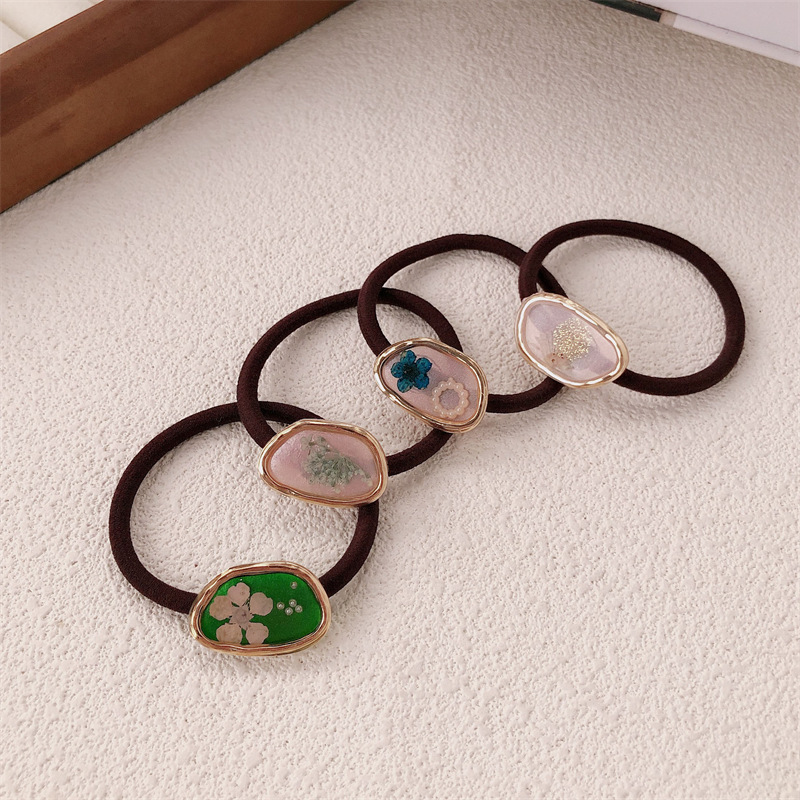 Hecha a mano anillo de pelo de flores de aleación de niña dulce cuerda de cabeza nueva alta elasticidad correa de cabello de cola de caballo adornos para el cabello