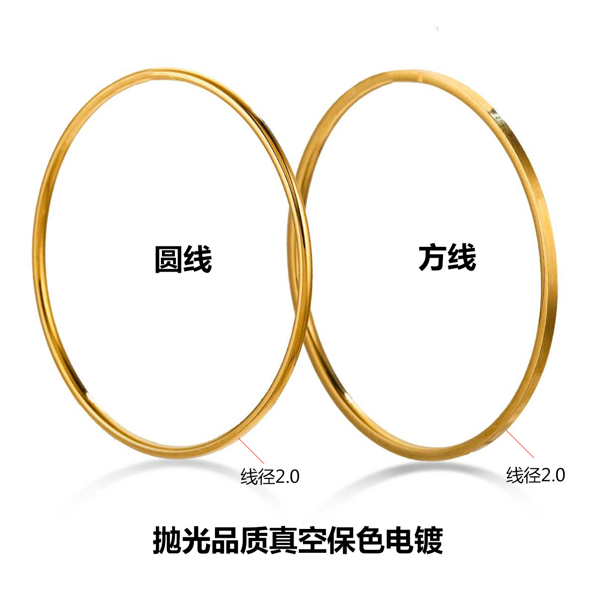 Brazalete de acero inoxidable clásico galvanizado de oro 18K pulido simple versátil accesorios DIY accesorios al por mayor