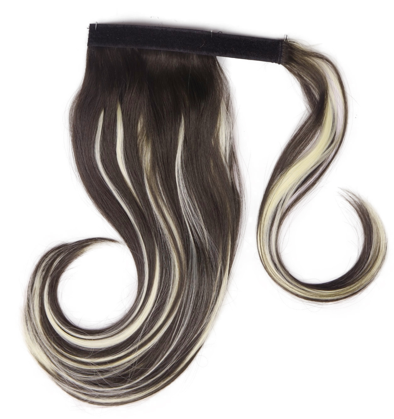 Velcro cola de caballo europea y americana cola de caballo ligeramente torcida falsa fibra química cola de caballo alta peluca