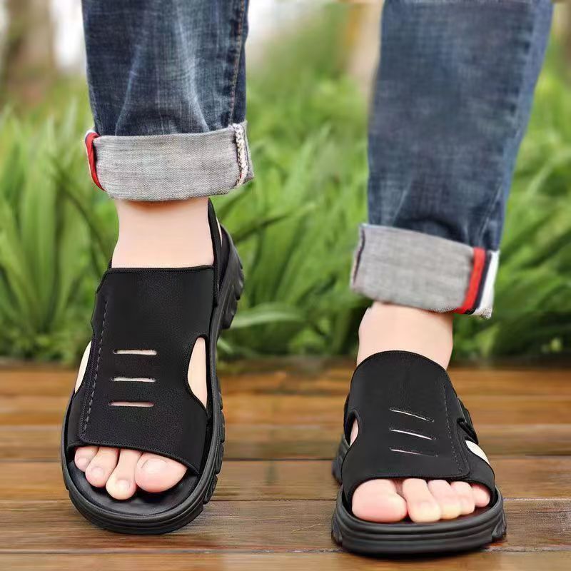 Verano nuevas sandalias para hombres zapatillas no olor pies suaves antideslizantes suela gruesa resistente al desgaste conducir papá de doble uso hombre cómodo