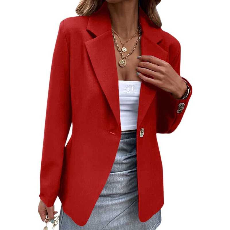 Saco Blazer Casual para Mujer de Spandex de Manga Larga con Un Botón