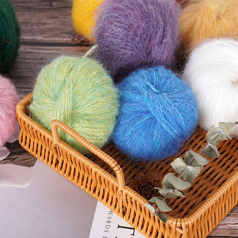 幼马海毛衣宝宝围巾披肩配线细羊毛线钩针手工编织包包diy材料包