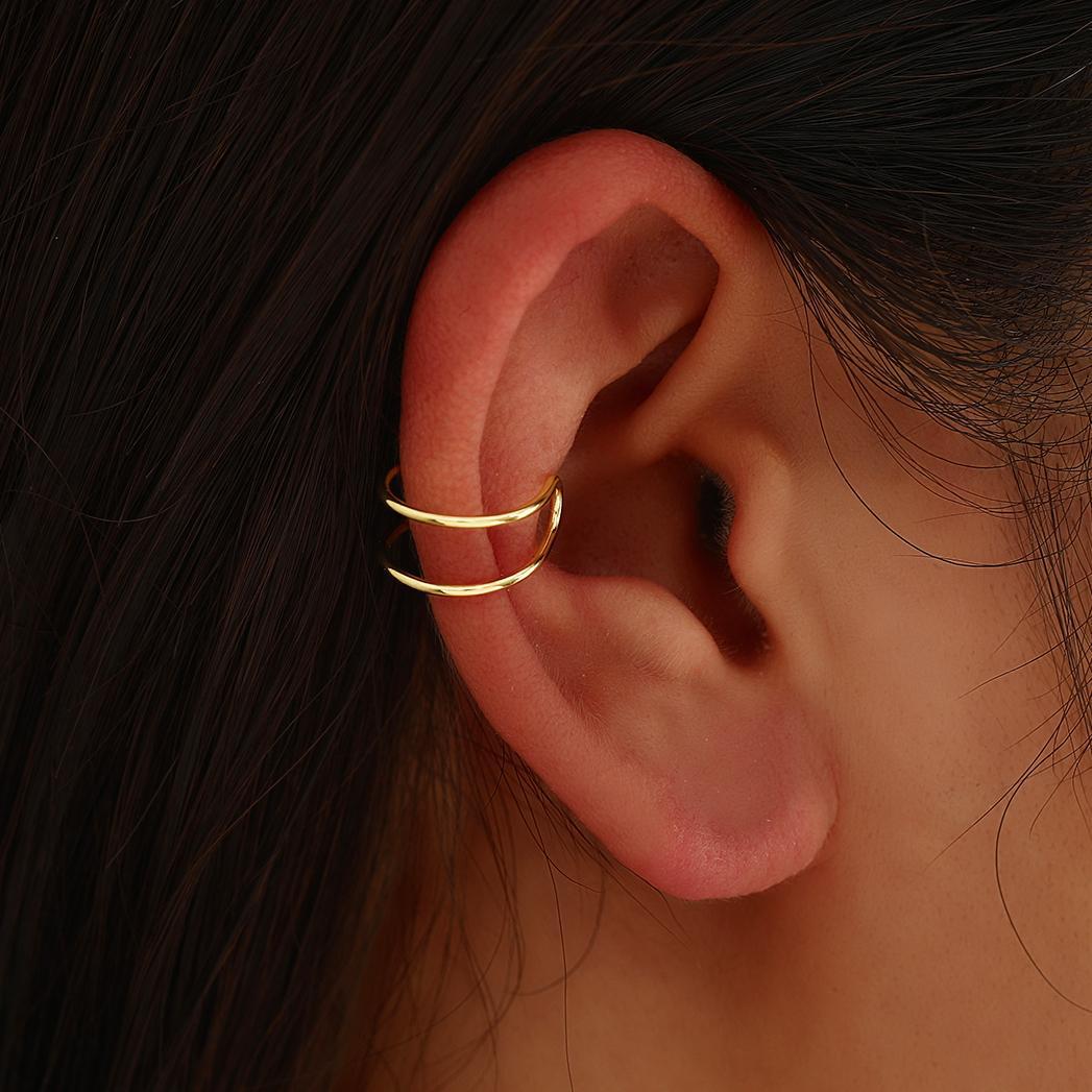 Pendientes sin orejas perforadas transfronterizas europeas y americanas Pendientes simples de doble capa huecos Pendientes frescos pequeños Mujeres Yiwu al por mayor