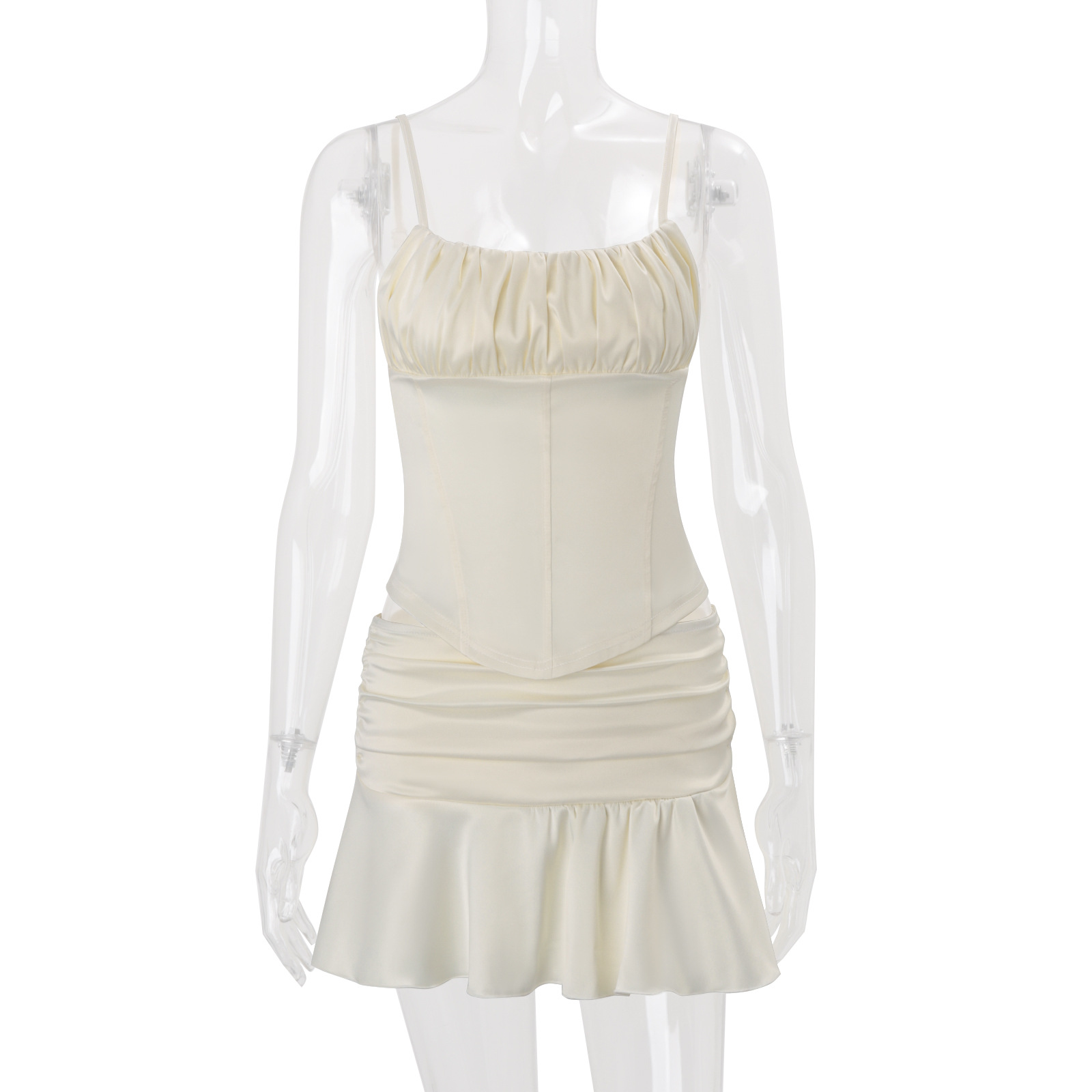 Europe, America 2026 Spring Women's Clothing New French Sexy Temperament Suspender Halter Vest Ruffle Edge Fishtail Skirt Set_ecoleips.com