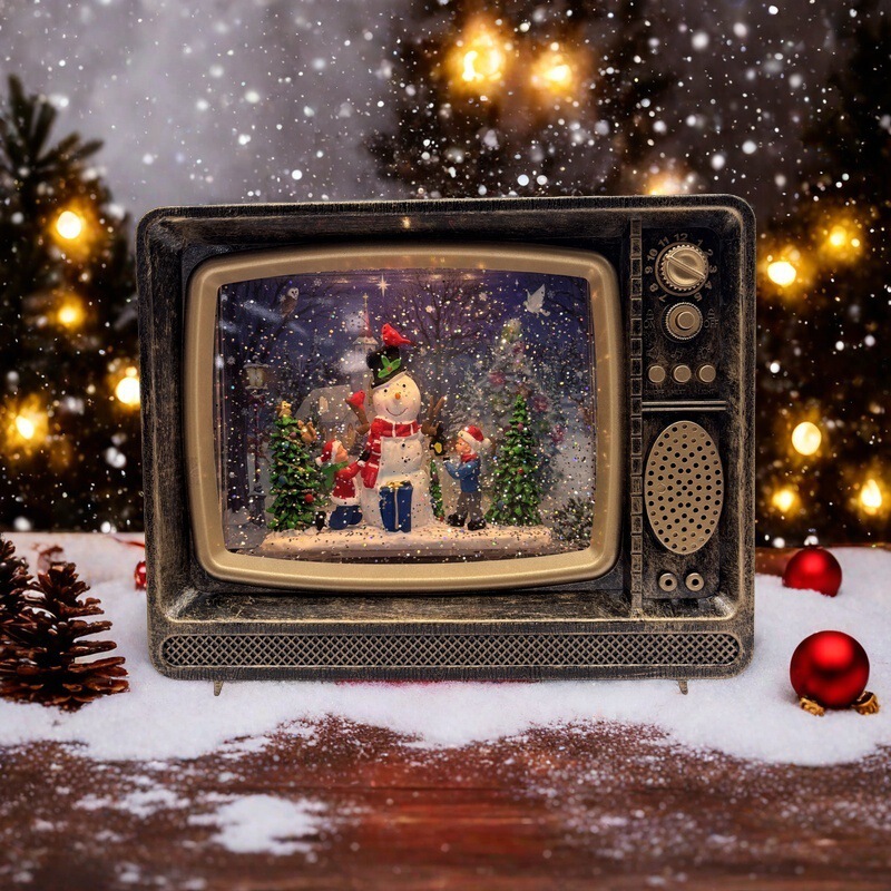 クロスボーダークリスマスギフトスノーフレーククリスタルランプテレビオルゴールオルゴール雪の装飾品クリスマス装飾|undefined
