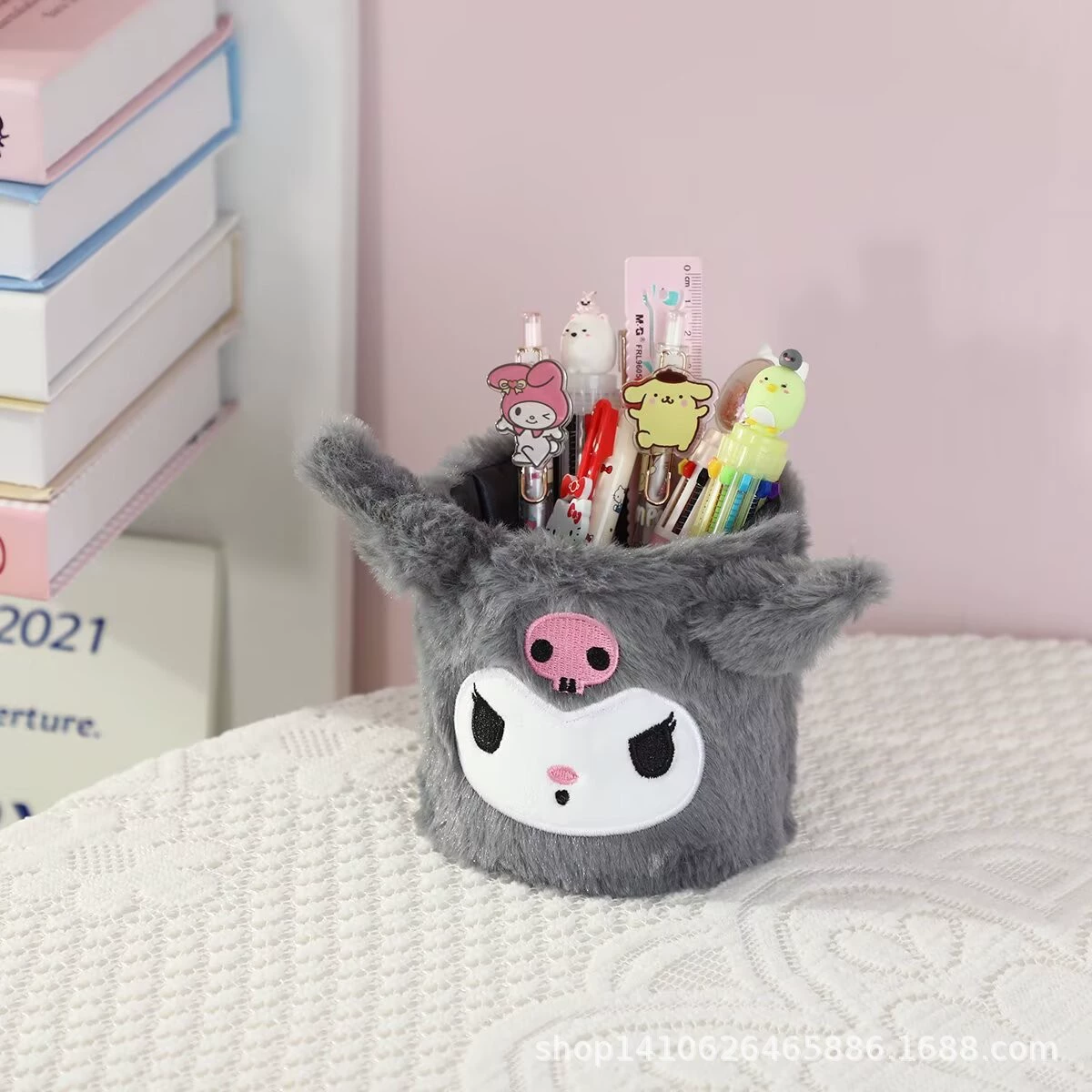 Cartoon pens holder for elementary school students, table stationery, storage system, brush
