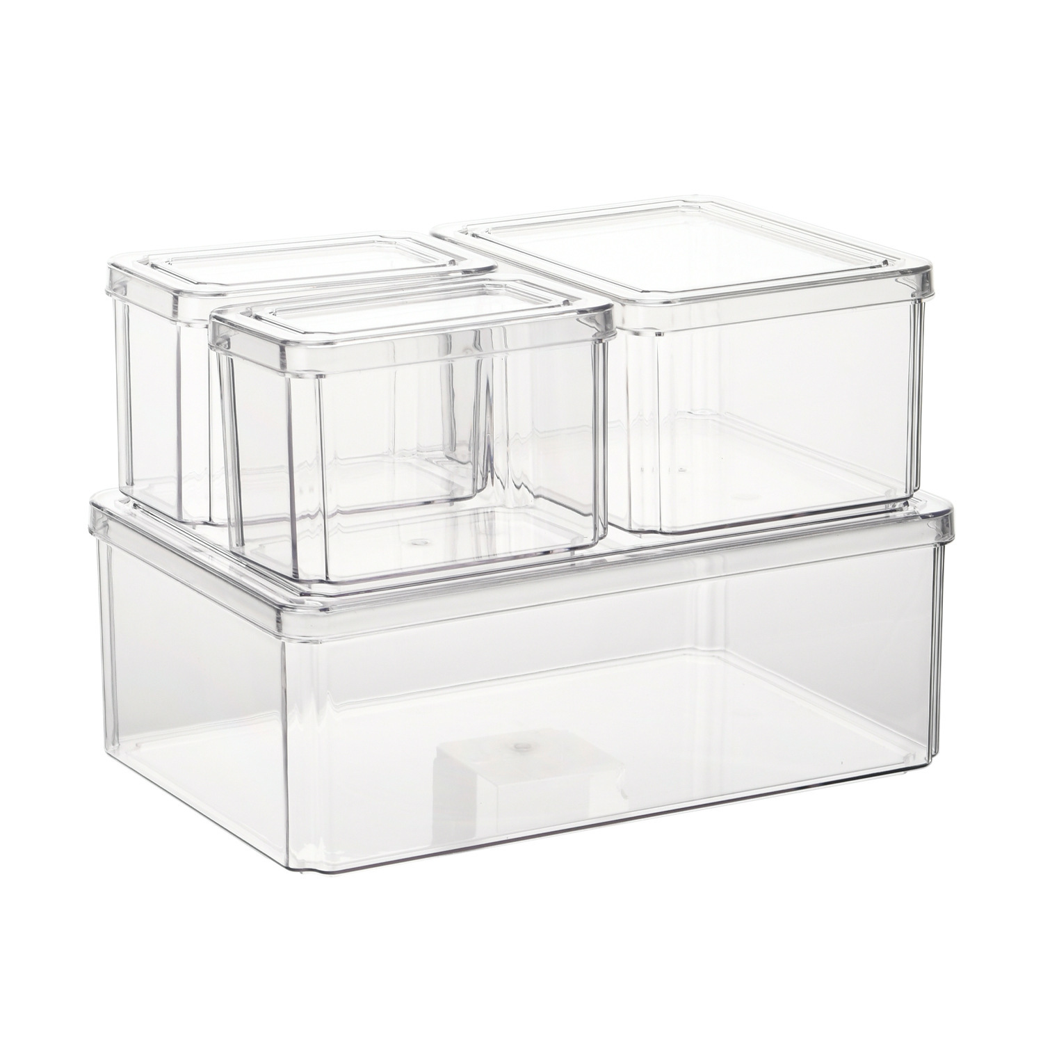 冰箱收纳盒储物盒 PET塑料透明七件套冷冻沥水保鲜盒冰箱家用