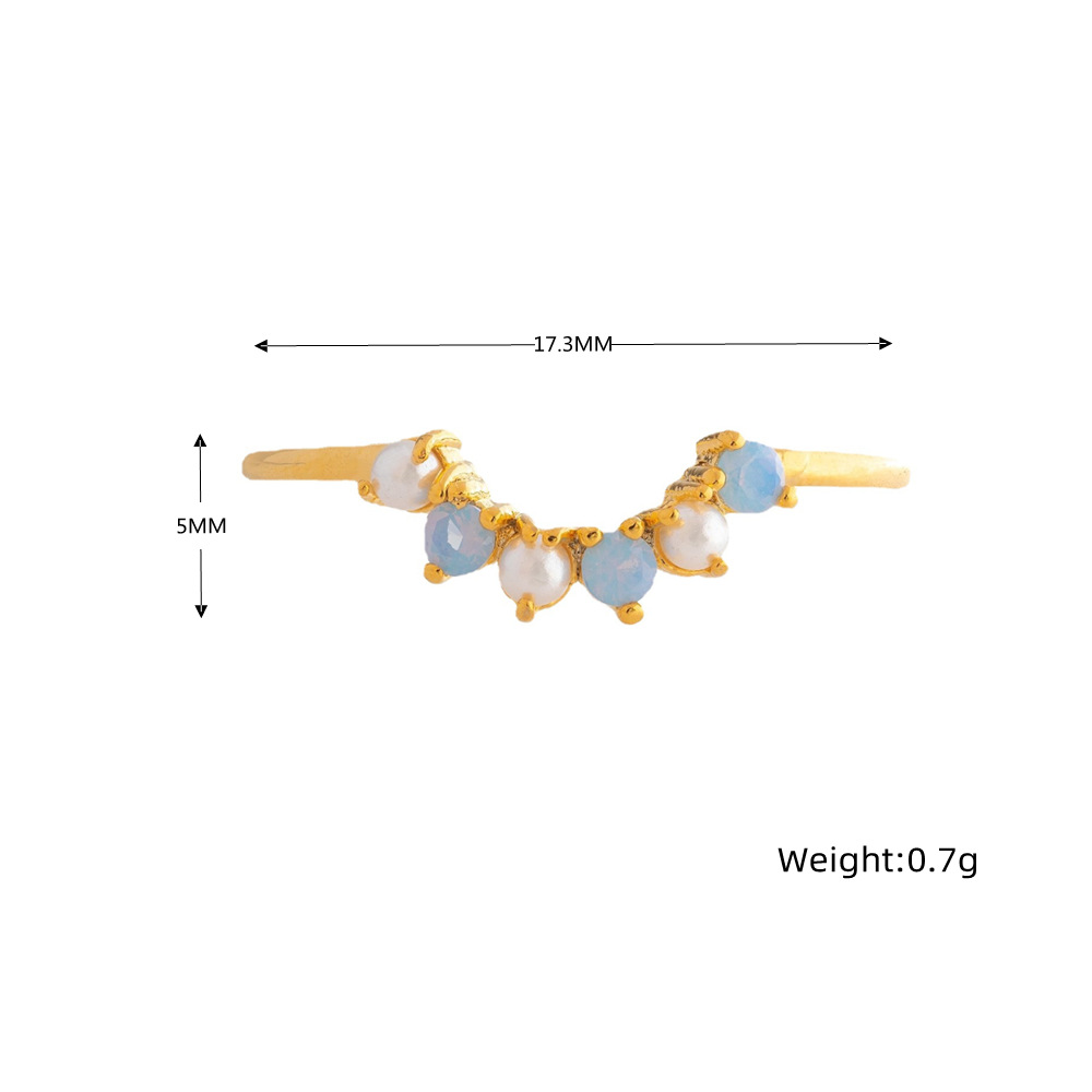 2022 Summer New Fashion Blue Color Flower Cool  Copper Rings