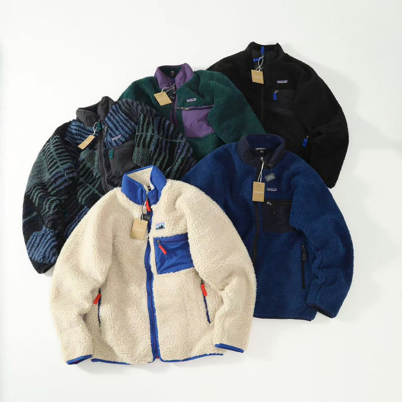 American-Style Autumn and Winter New Model with Ten Colors Available, P@Ta Retro Style Faux Shearling Stand-Collar Jacket, Couple's Version