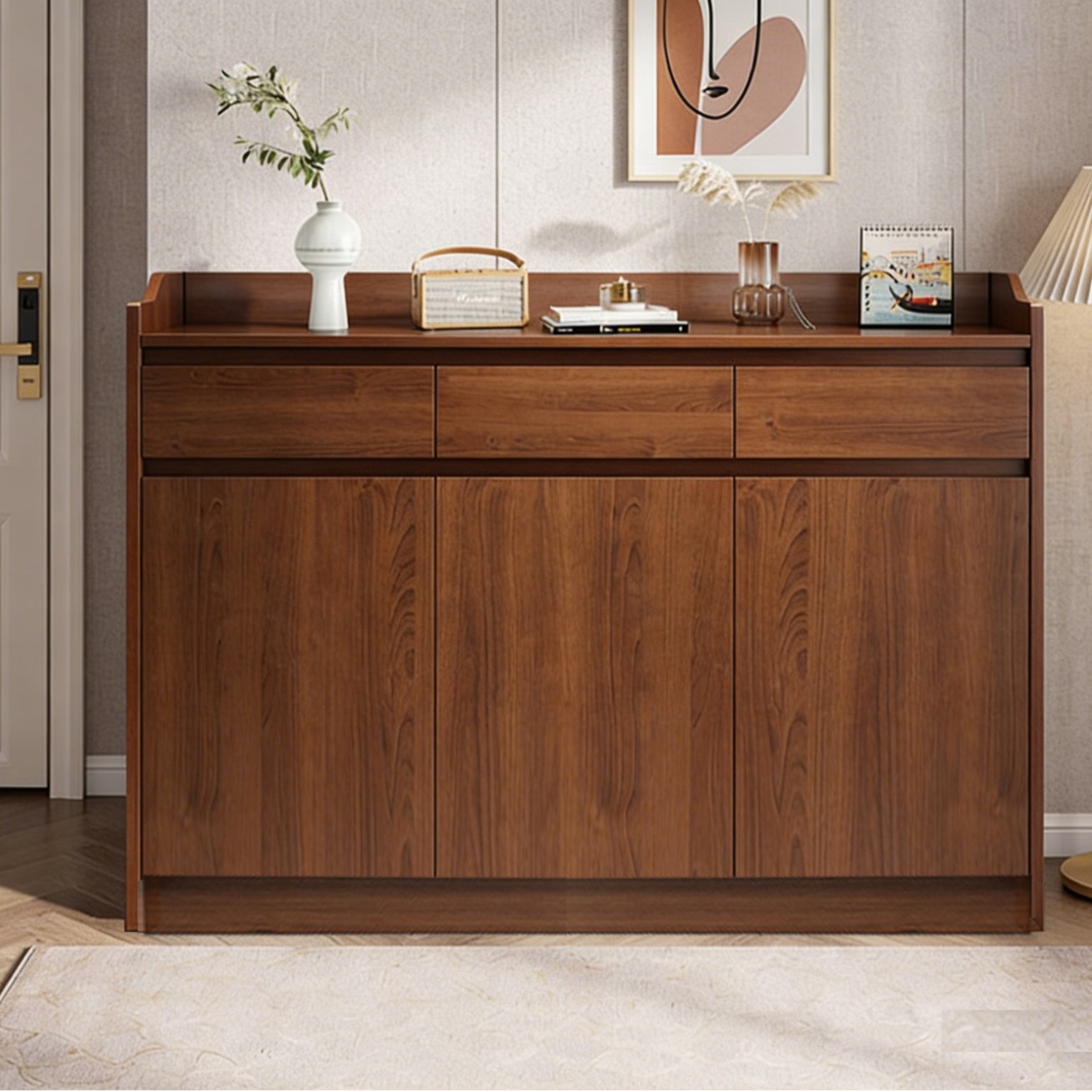 Solid Wood Shoe Cabinet for Home Use, Entryway Cabinet, Integrated Wall-Mounted Storage Cabinet for Living Room, Storage Cabinet, Shoe Rack