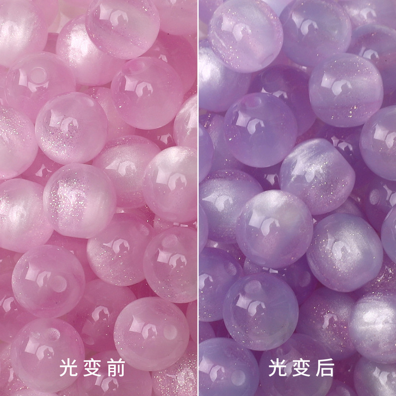 【月落星辰】10mm光温变树脂圆珠直孔散珠子diy手工串珠项链材料|undefined