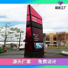 大型户外不锈钢精神堡垒标识牌商场立柱导向系统导视牌广告牌定制