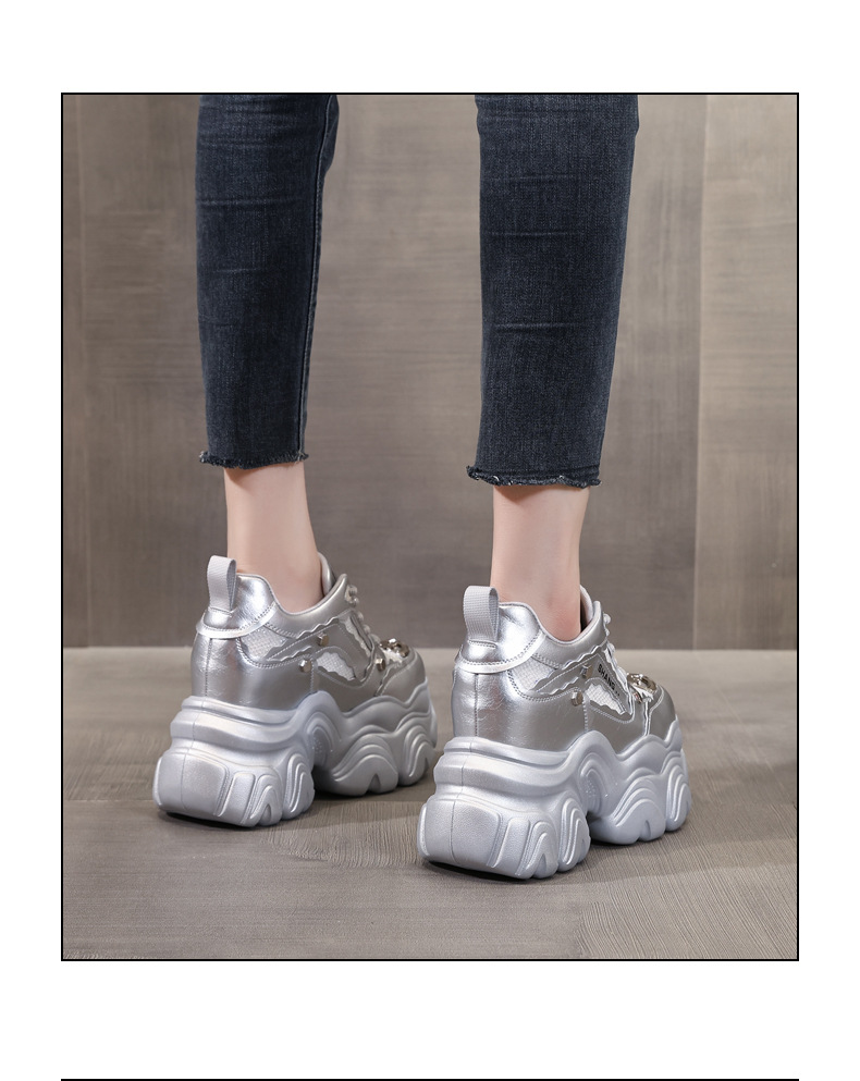 Giày sneaker nữ chunky đế dày tăng chiều cao, phong cách thể thao — Màu trắng chi tiết 19