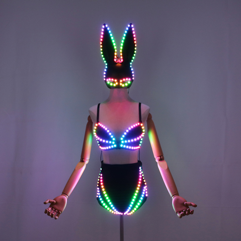 Led Fantasy Bra Intimates Bar Nightclub Gogo Performance Clothing Dance Luminous Props Disco Fluorescent Briefs