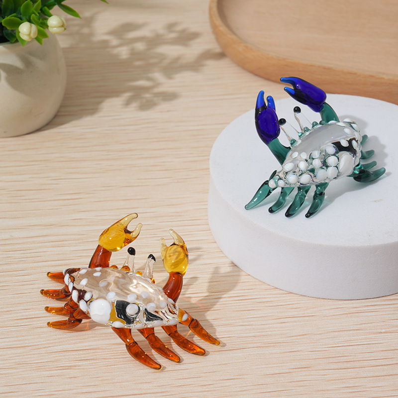 Handmade Glass Crab Ornament Unique Animal Decor