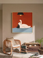 Square living room decorative painting cartoon animals red children's room wall art modern light luxury high-end entryway painting
