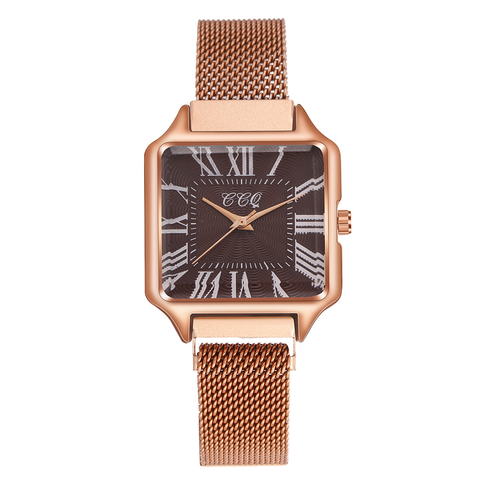New Roman numeral square dial with simple and thin strap, trendy internet celebrity small shop quartz women's watch_voghion.com