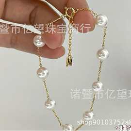 欧美ins风6-7mm18k金海水akoya珍珠手链女轻奢小众百搭DIY饰品