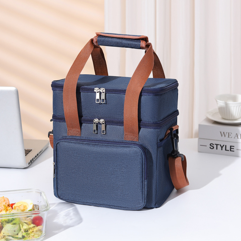 Bolsa aislante portátil de doble capa elevada, bandolera cruzada, bolsa de picnic al aire libre, bolsa de hielo grande, bolsa bento, estudiante de oficina