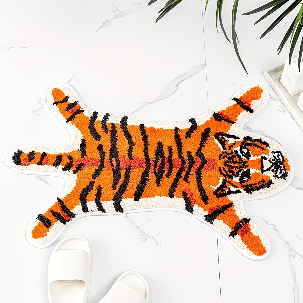Transfronterizo tigre imitación de alfombra de cachemira suave sofá mesa de té alfombra de cama casera ventana flotante aislante alfombra de pies fríos