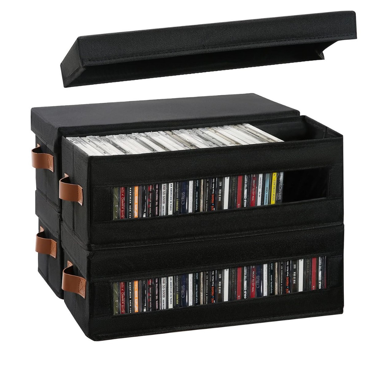 Cross-Border Amazon Cd Storage Box with Lid Dvd Media Storage Box Foldableable Cd Storage Cabinet with Handle Storage