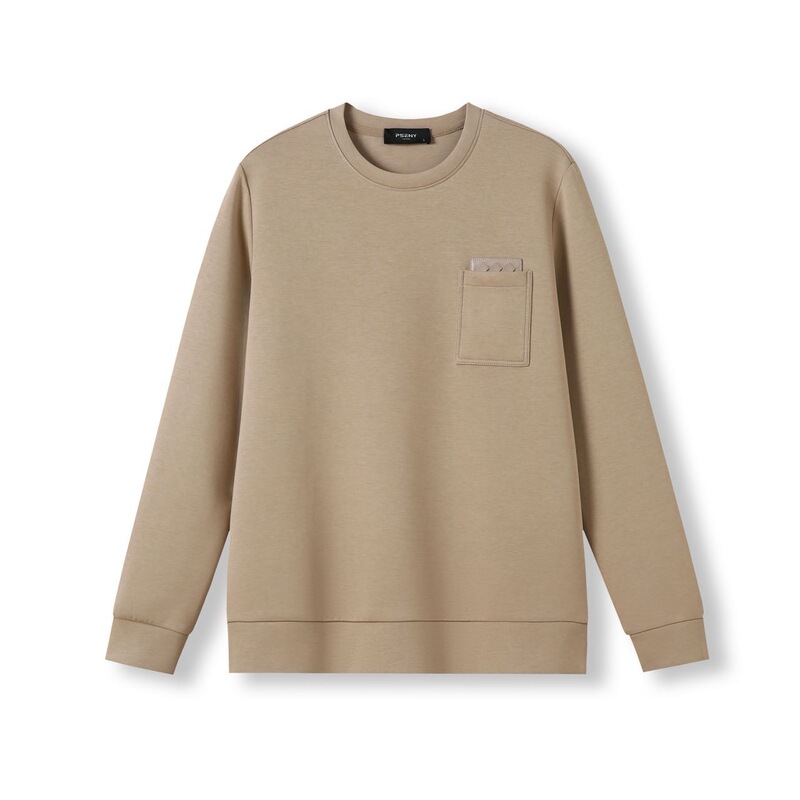 60-Count Modal Skin-Feel Air Layer Sweatshirt, Round Neck, Soft and Breathable Men's Spring and Autumn Casual Long-Sleeved Top