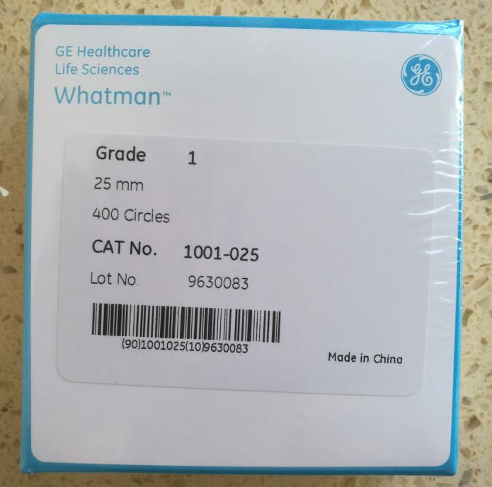 Whatman Grade 1 1001-025纤维素滤纸25mm中速定性滤纸400张/盒